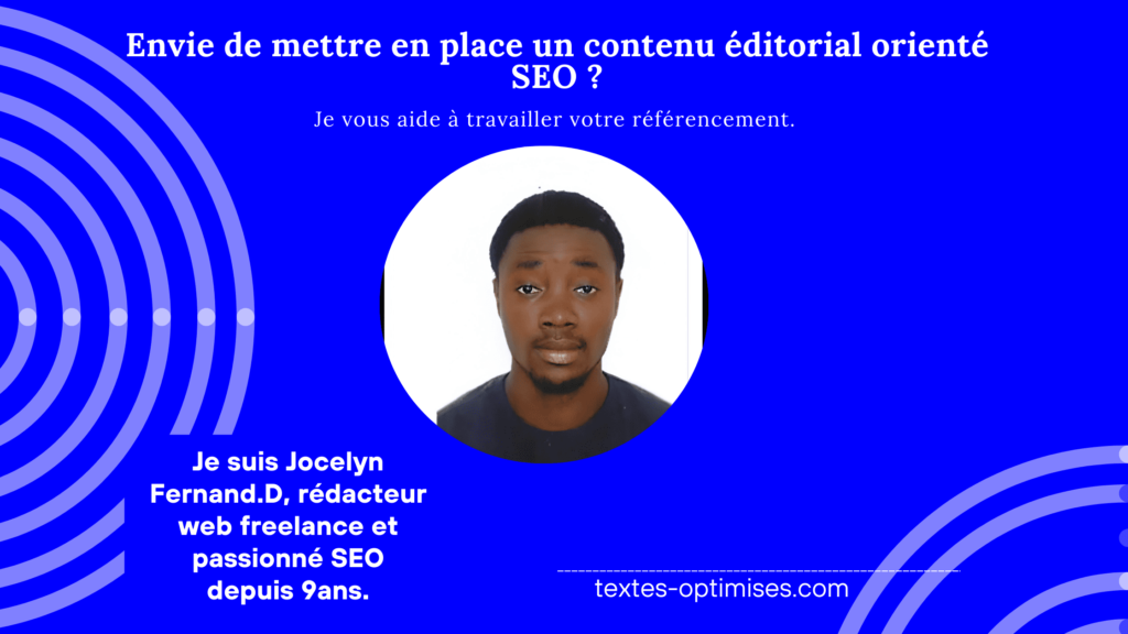 Image affichant Jocelyn Fernand. D, Rédacteur web freelance professionnel prêt à développer votre contenu éditorial.