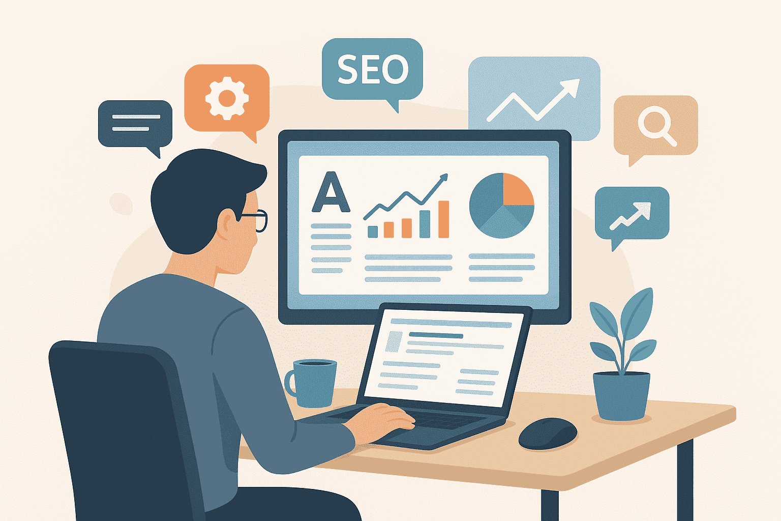 Image montrant un créateur de contenu optimisé SEO en train de faire la création de contenu optimisé SEO