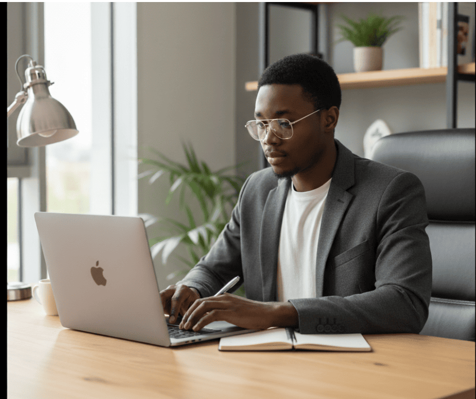 image montrant Jocelyn Fernand rédacteur web seo freelance en train d'écrire.